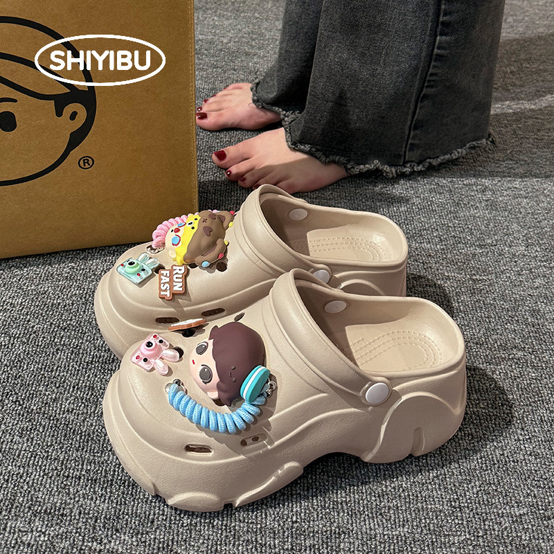 2025 New Bubble Mart DIY Thick-Soled Clogs with Straps and Increased Soles Eva Spring and Summer Women's Sandals