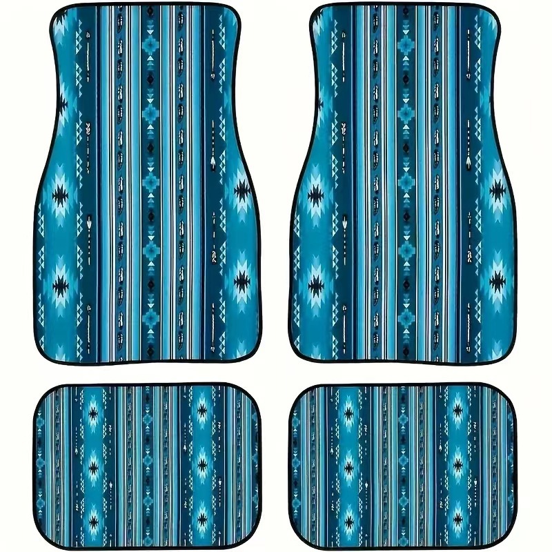 Retro Bohemian Style Car Floor Mats, Non-Slip and Stain-Resistant, Universal Car Floor Mats, Easy to Clean, Factory Ready Stock