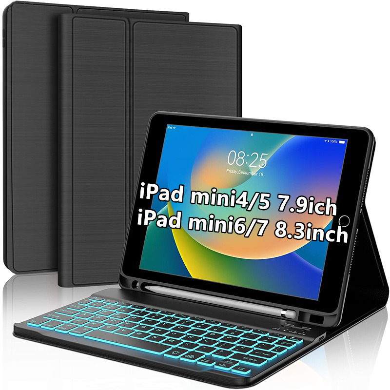 Suitable for Apple Ipadmini67.9 Backlight Bluetooth Keyboard Protective Cover 8.3 Tablet Soft Shell Spanish 5