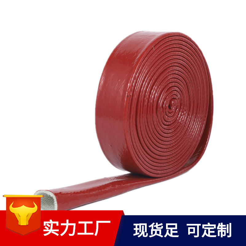 直筒式防火套管耐高温硅胶玻纤防火套管 魔术贴缝制耐磨防火套管