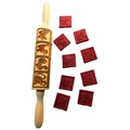 木质擀面杖十二生肖花纹滚轴压印花翻糖饼干曲奇饼擀面棍烘焙用具