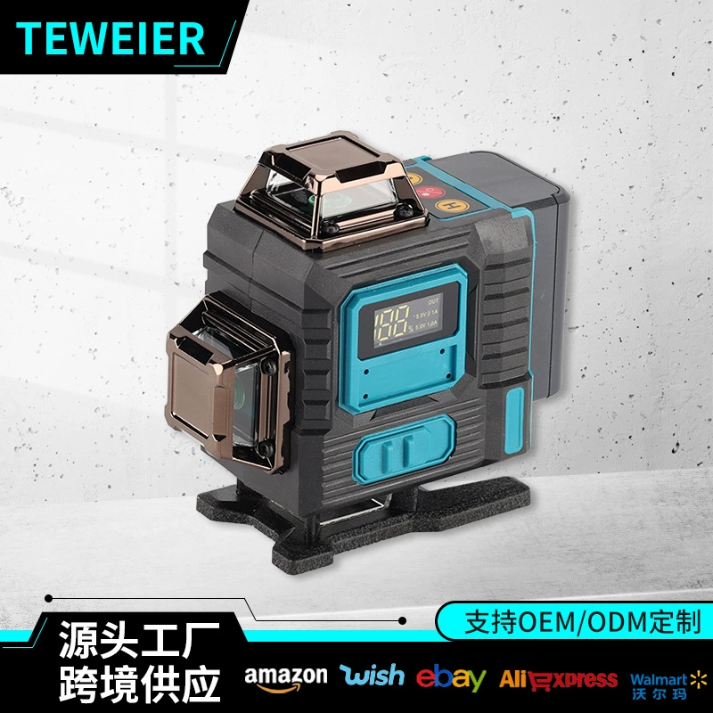 Трансграничный высокоточный многофункциональный 16-линейный лазерный уровень с автоматическим выравниванием, настенный цифровой дисплей для строительной площадки