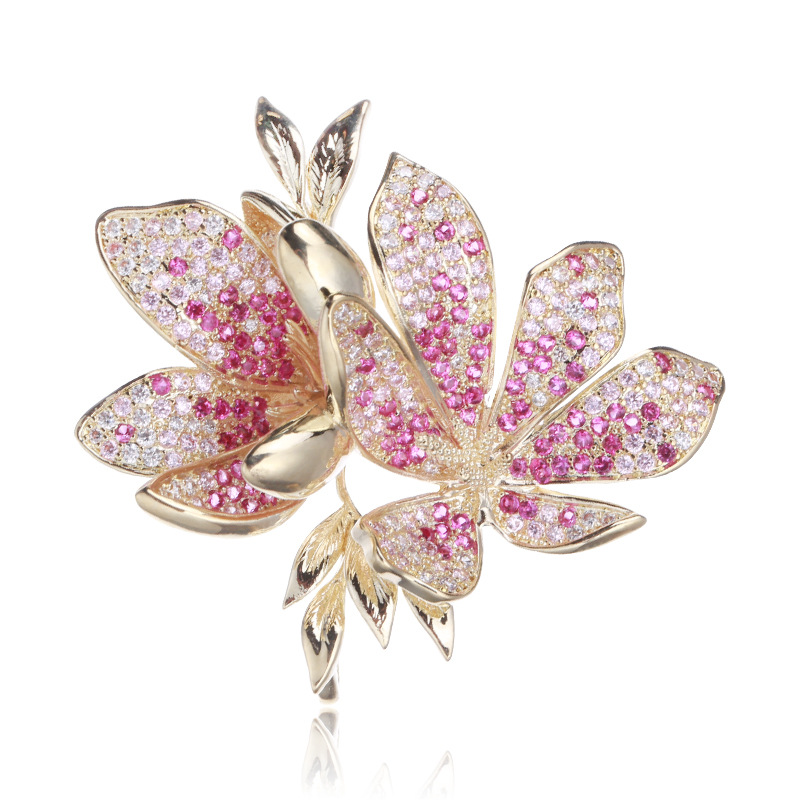 15g Weight Korean Style Pin Flowers Copper Inlay Zircon Women's Brooches