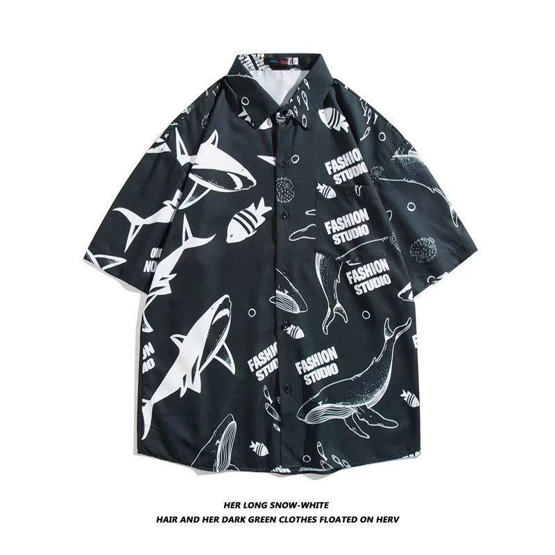 Camisa de manga corta para hombres 2022 nueva camisa floral delgada de secado rápido de moda suelta media manga estilo Hong Kong Ruan media manga guapo