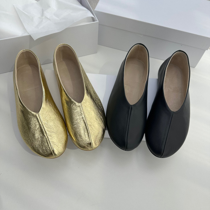 【小时代】Niche Retro Soft Sheepskin Shallow Flat Granny Shoes Elegant Ballet Shoes Available for Live Streaming