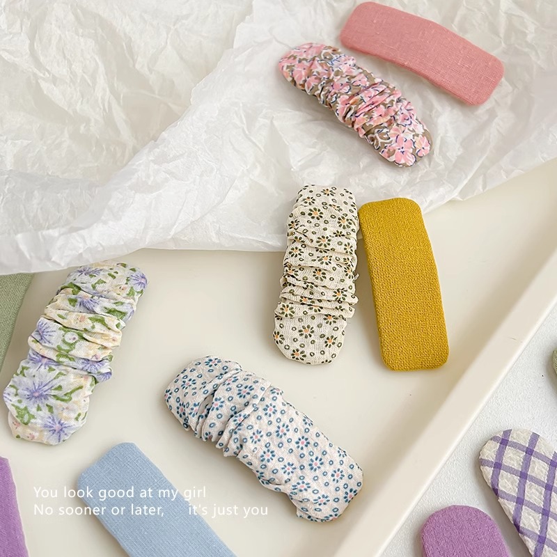 Fresh floral BB clip tela horquilla hembra lateral clip flequillo roto horquilla Plaid accesorios para el pelo tocado