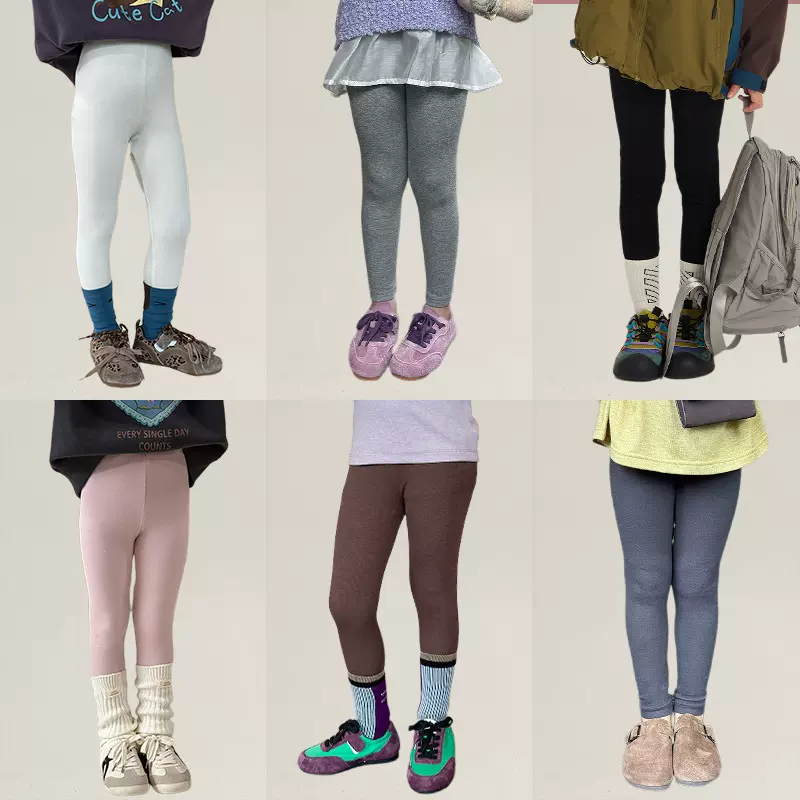 艾摩贝贝女童纯色打底裤2025秋季新款中大童修身百搭弹力长裤子潮