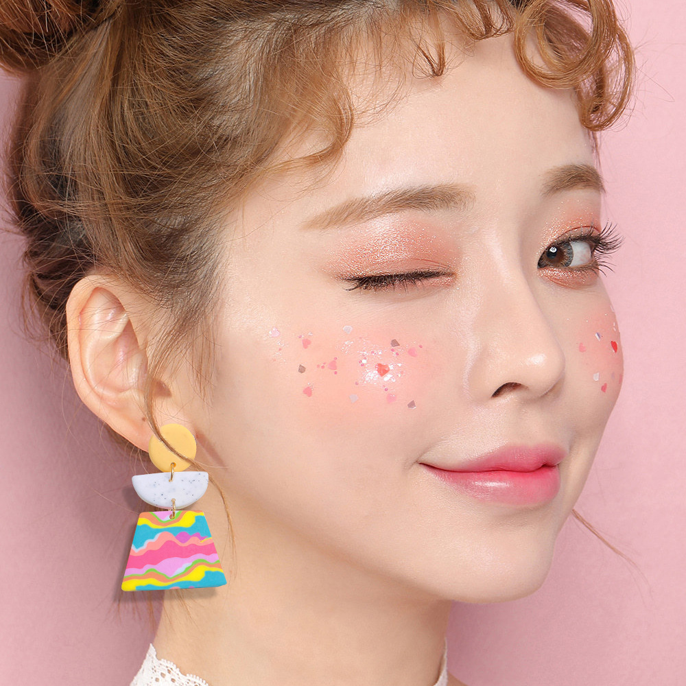 1 Pair Fashion Color Block Water Droplets Alloy soft clay Patchwork Womenu0027S Chandelier Earrings