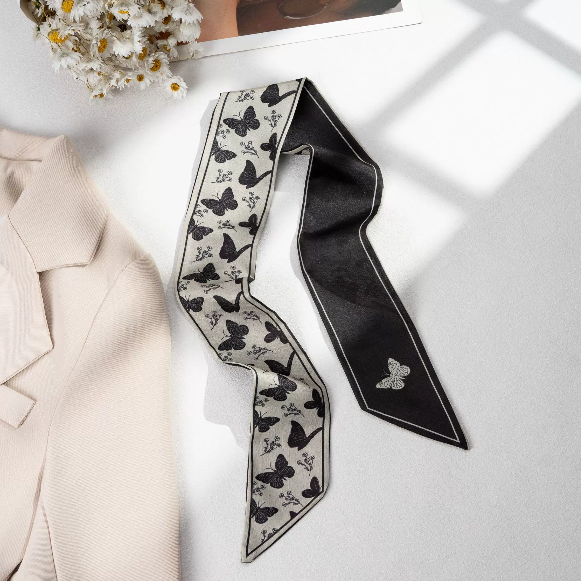 Silk Scarf Hairband (Suhang) long streamer 89×3.8 cm, lightweight gift box option