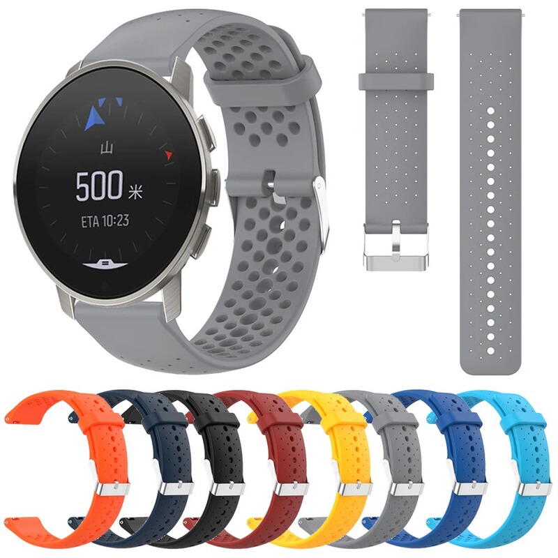 20Mm/22Mm Round Hole Silicone Strap Suitable for Suunto 5Peak/9Peak Suunto 3 Huawei Wristband