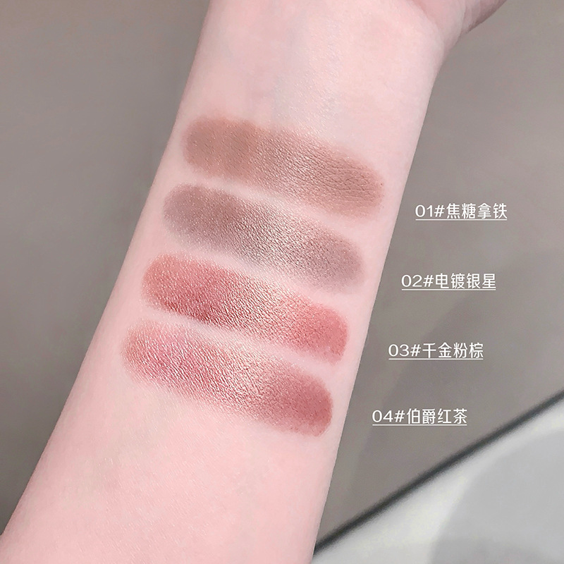 Gege Bear Star River Gold Diamond Eye Shadow Tricolor, crema de seda fina, color de tierra, eye stick, maquillaje transfronterizo