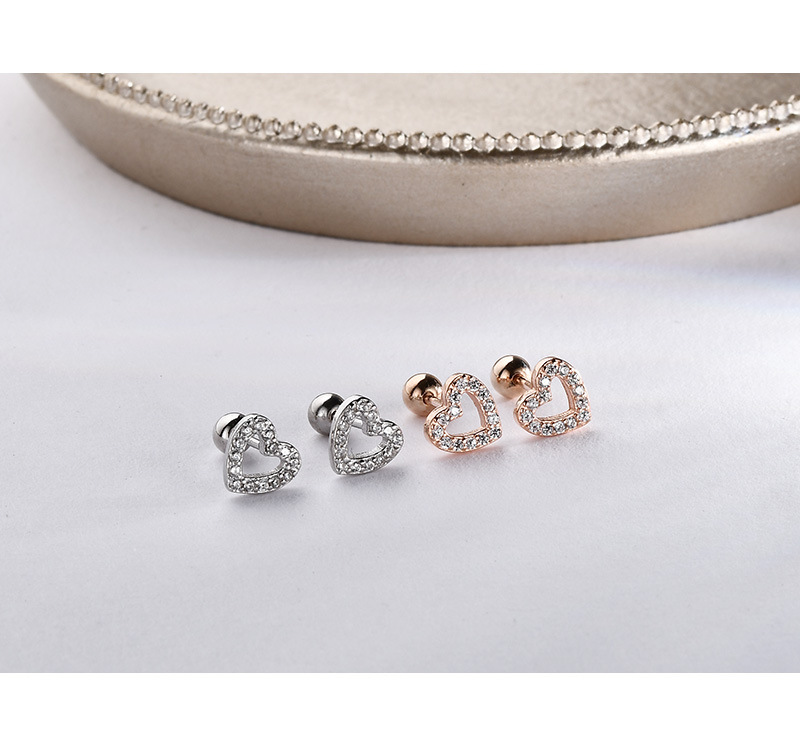 Ear Studs Classification 1 Pair 925 Sterling Silver Zircon Hexagon Round Heart Shape Ear Studs