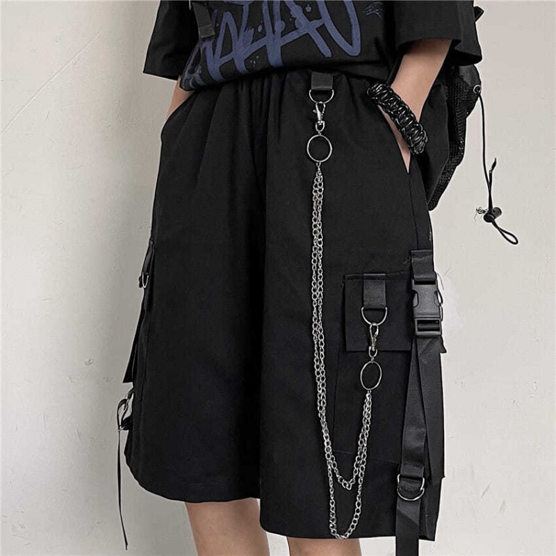 Korean Version Ins Japanese-Style Cargo Shorts Men Trendy Hong Kong Style Loose Sports Casual Pants Wide-Leg Knee-Length Shorts Unisex Trendy