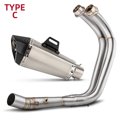 Motorcycle exhaust pipe Pipe Modification Yamaha Mt07 - mt07-front-section-silver-imitation-carbon-head