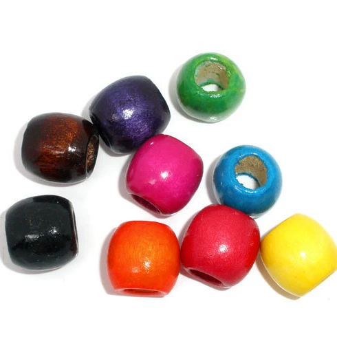 Трансграничные горячие продажи Случайные смешанные цветные ведра в форме деревянных бисера из бисера Материал с большими отверстиями для бисера ювелирные аксессуары оптом