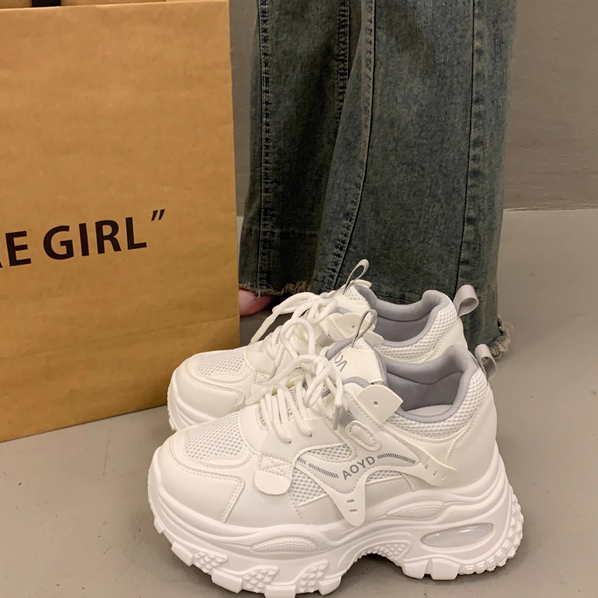 Platform Thick-soled Dad Shoes For Women, Height-increasing For Petite...