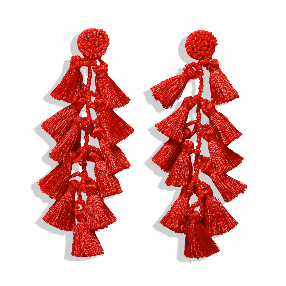 Chinese New Year fabric flower festive ethnic tassel earringspicture5