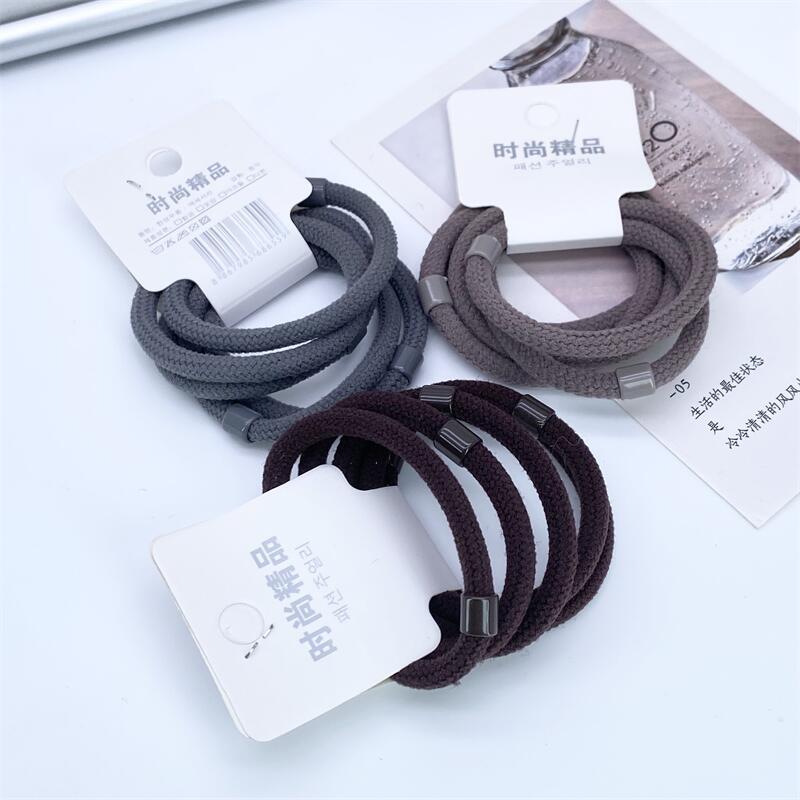 Las mujeres japonesas y coreanas de alta elástica banda de goma negra cuerda de pelo banda de pelo cuerda de pelo cubierta de cuero red hilo base banda de goma 5 piezas traje