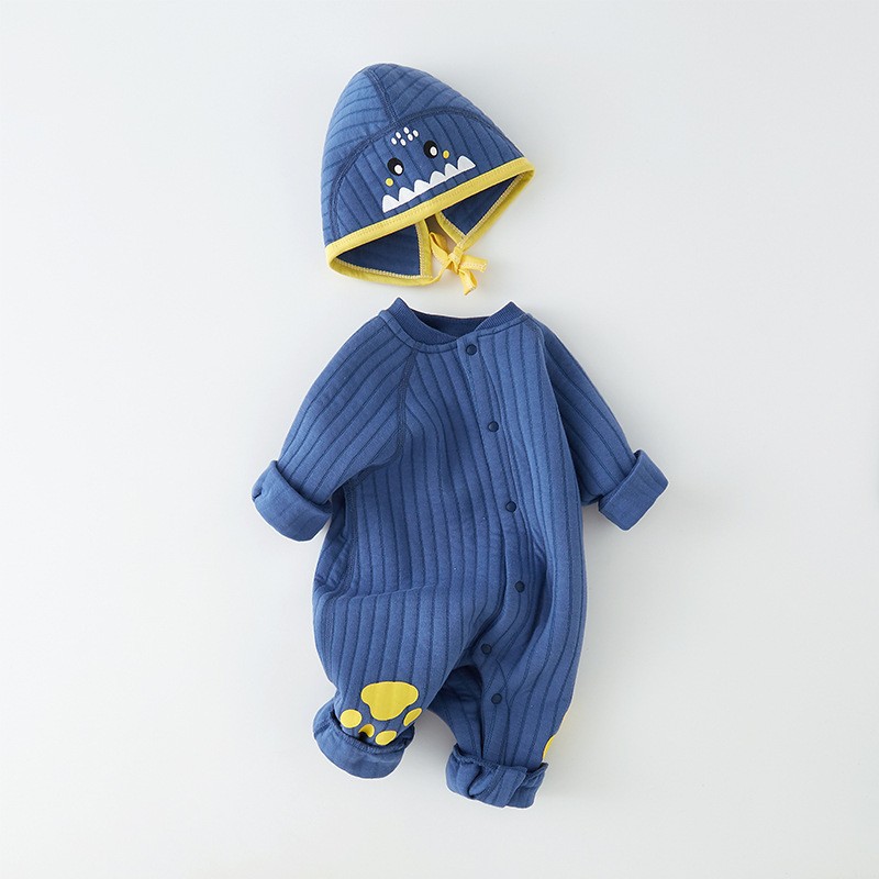 Baby's jumpsuit cotton-padded warm hat climbing suit spring and autumn winter long sleeve thick hat baby's going out hat