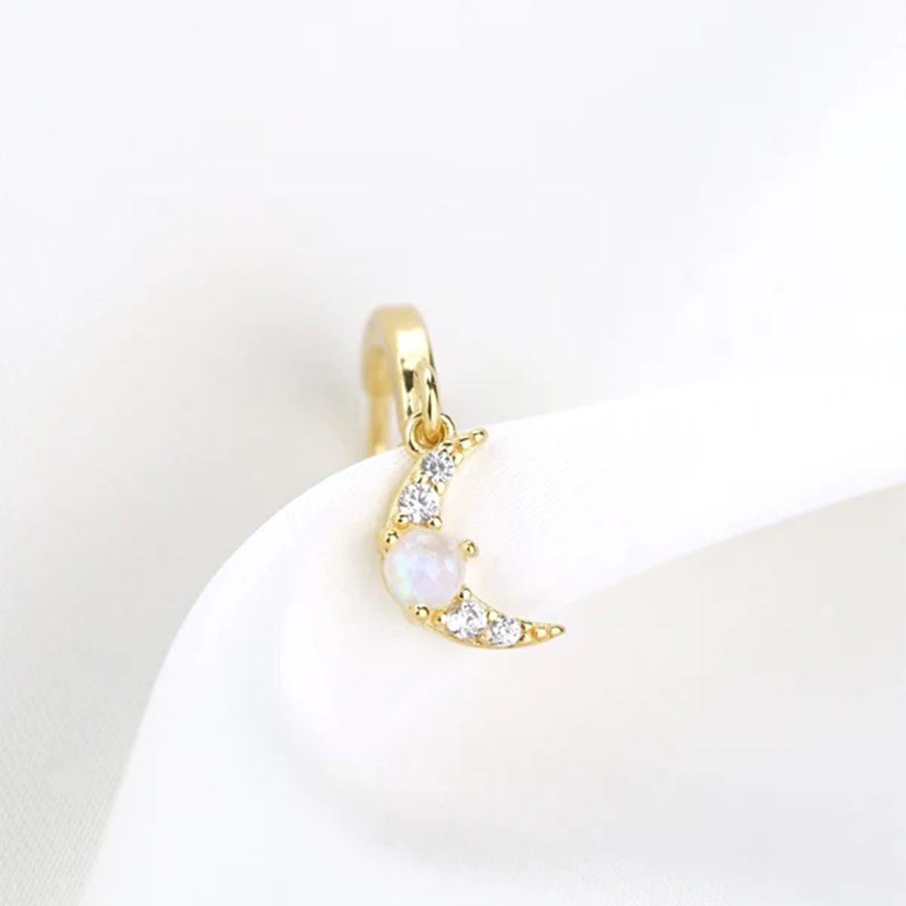 Daily Occasion 925 Sterling Silver Material Round Pattern 1 Piece 925 Sterling Silver Zircon Round Ear Studs