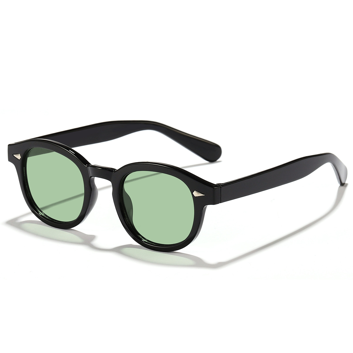 Nuevo clavo beige retro pequeño marco redondo océano pieza hombres y mujeres de moda todo-fósforo UV prueba gafas de sol