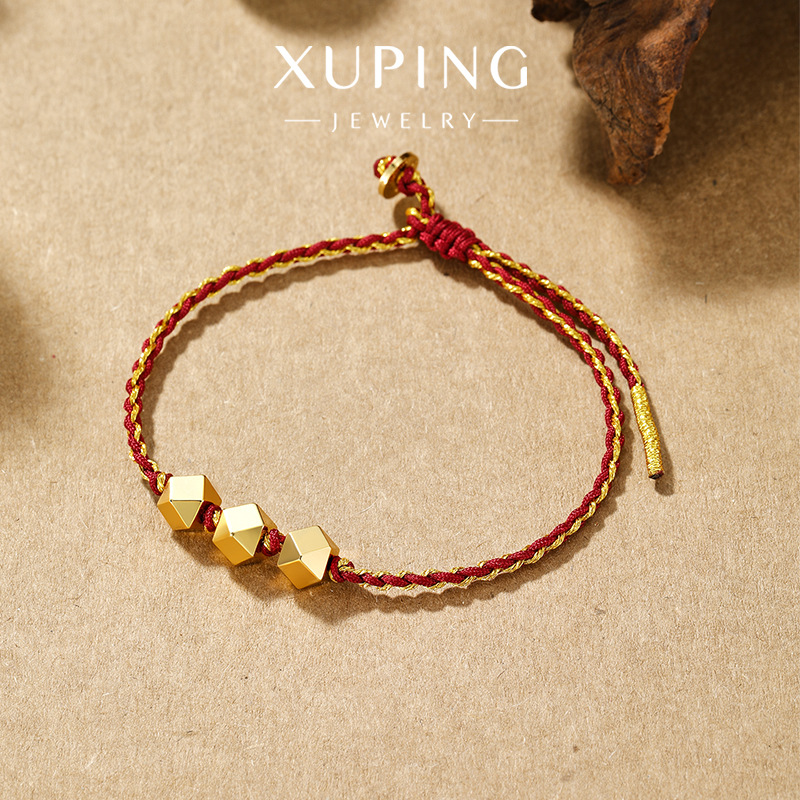 Xuping nuevo simple irregular geometría pulsera de cuerda roja aleación de cobre chapado 24k ajustable joyería de Año Nuevo mujer