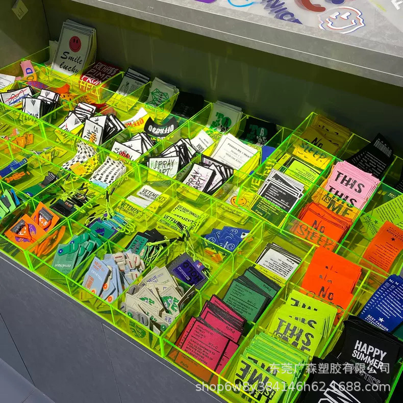 彩色亚克力板透明橙色黄色荧光色九宫格收纳盒方盒亚克力展示X20