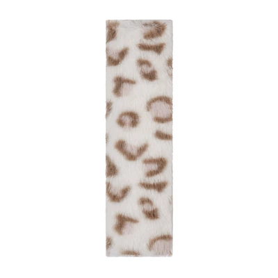 Cross-Border Car Seat Belt Shoulder Seat belt shoulder pad - rabbit-fur-leopard-print-shoulder-pads-white