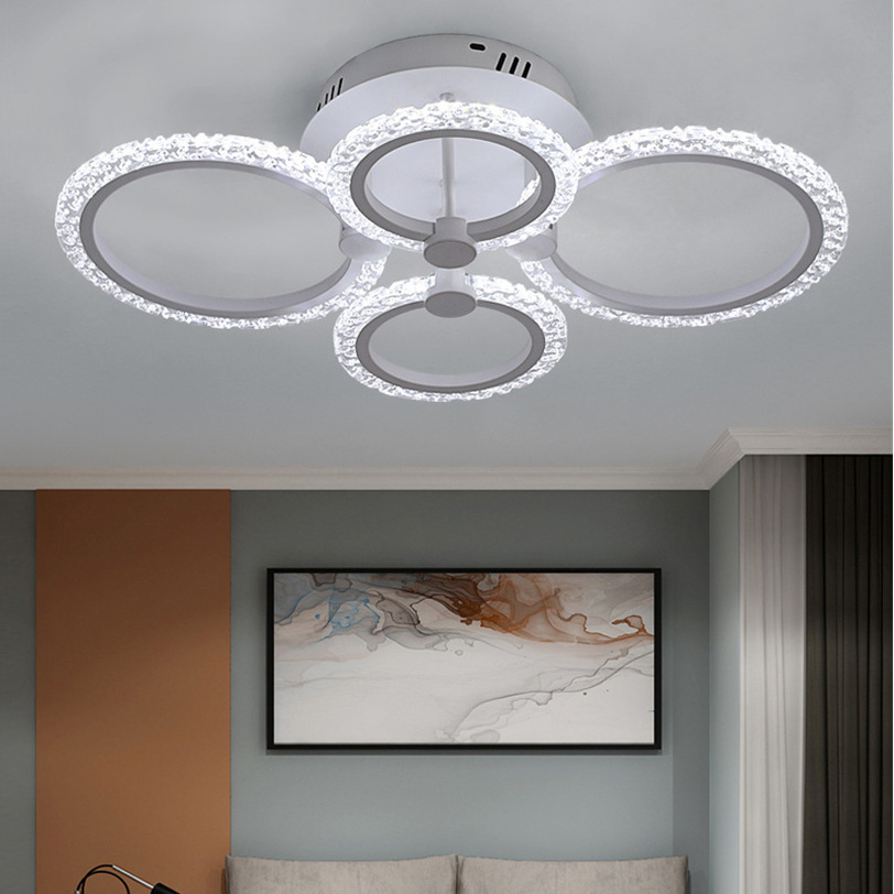 Lámpara de techo LED circular minimalista de acrílico para sala de estar, dormitorio, comedor moderno, lámpara de techo chapada en oro cromado tipo burbuja