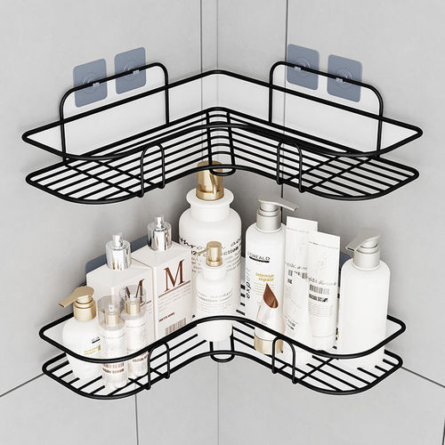 Perforation-free triangular shelf kitchen bathroom storage rack toilet corner wall-mounted multifunctional shelf
