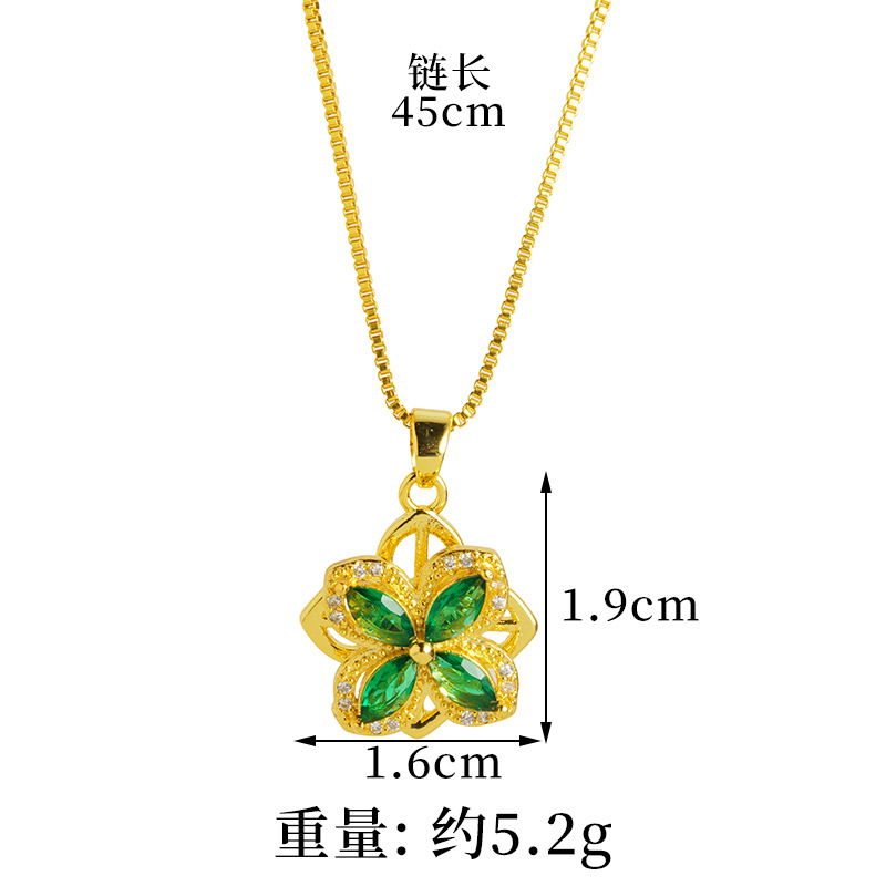 Collar de tetrahedra de oro vietnamita anillo de oro imitación esmeralda set de joyería de diamante pequeño libro rojo explosión