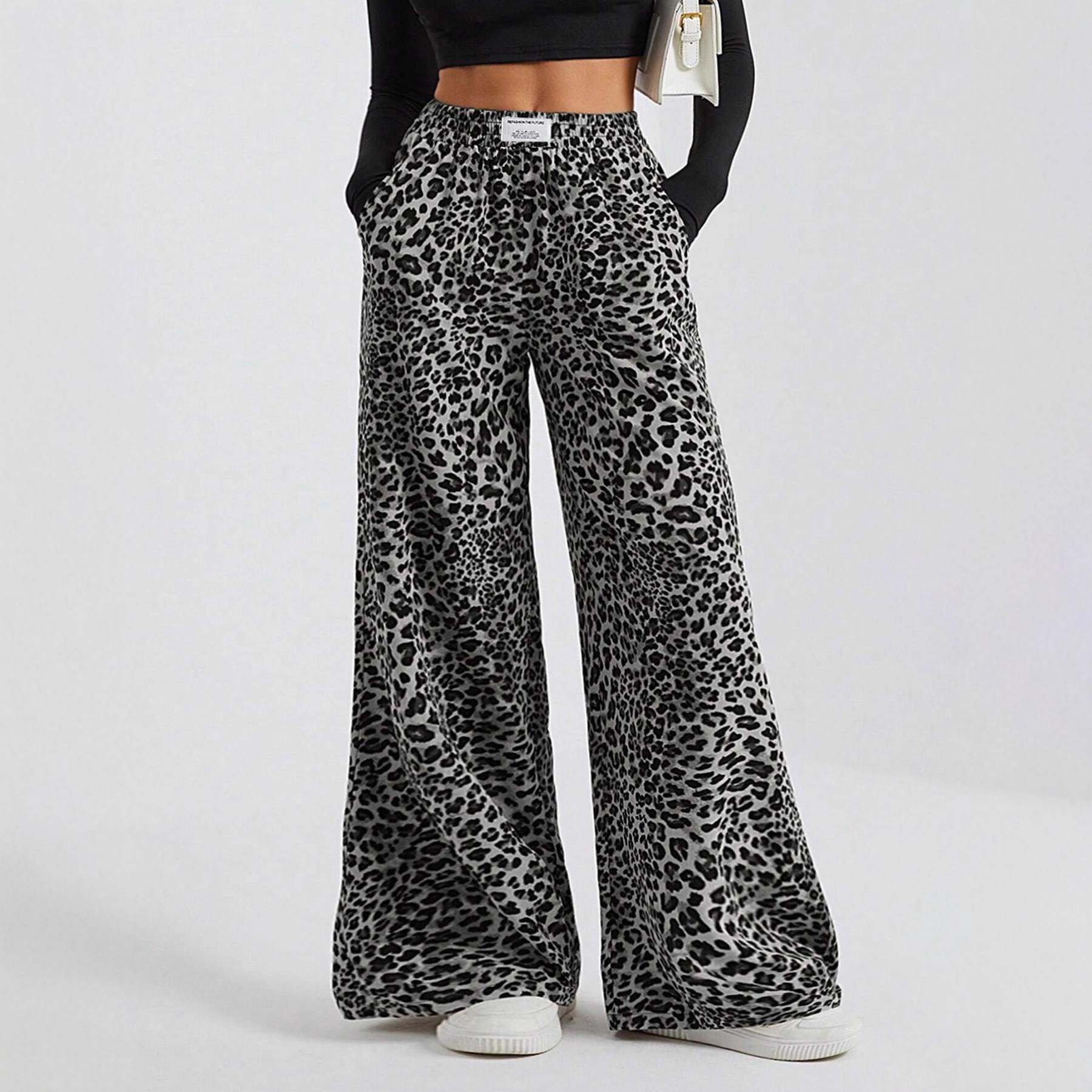 European American Autumn And Winter New Cross-border Bestseller Leopard Print Woven Women's Wide-leg Elastic_voghion.com