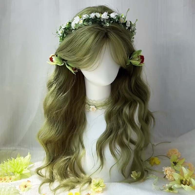 Xuchang Women's Full Wig with a Center Parting, Dark Green Long Curly Hair, Natural and Comfortable Full Head Wig Xuchang Women's Full Wig with a Center Parting, Dark Green Long Curly Hair, Natural and Comfortable Full Head Wig