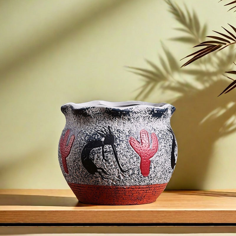 Macetas medias y grandes para suculentas mediterráneas, para uso doméstico, macetas de cerámica gruesa, macetas creativas de arcilla roja vintage, bandejas para flores al por mayor.