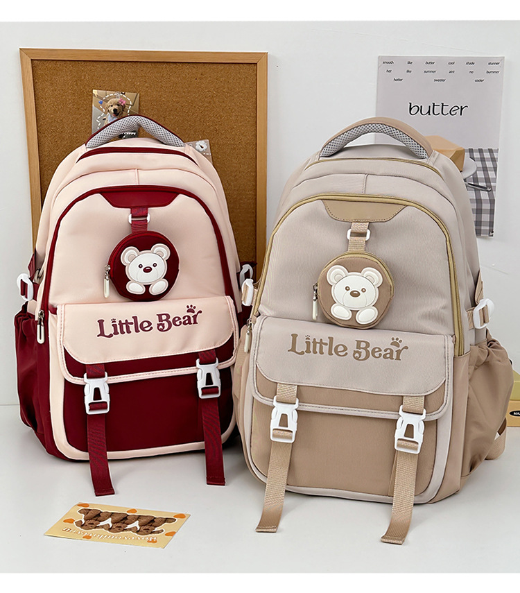 Vintage-Inspired School Backpack For Teens - Stylish & Spacious Unisex Bookbag With Breathable Cushion Straps, Trendy Color Block Design_voghion.com
