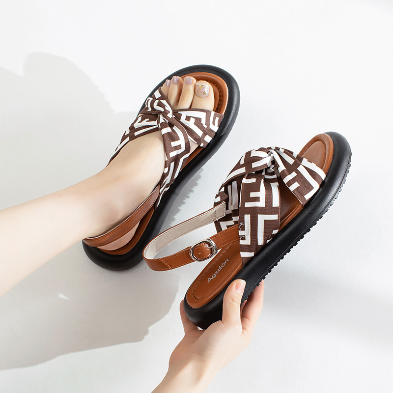 Sandalias de Mujer Augu Shiden, Verano 2025, Nuevas, Planas, Estilo Retro Romano, para Playa y Deportes al Aire Libre