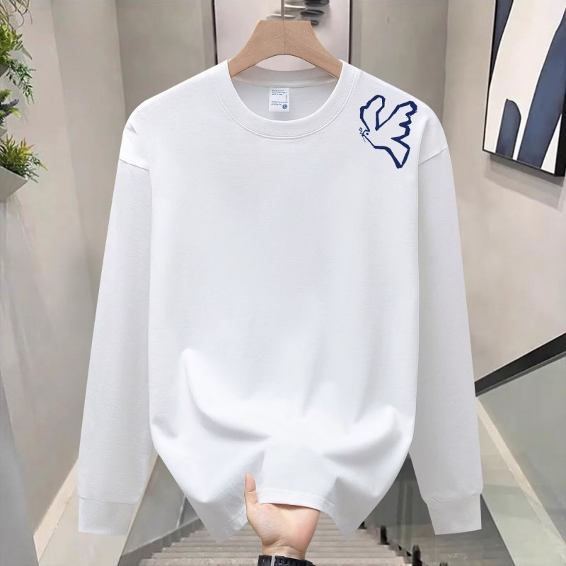 Men's long-sleeved T-shirt, trendy 2025 autumn Korean style, loose fit, versatile, couple's outfit, sweatshirt.