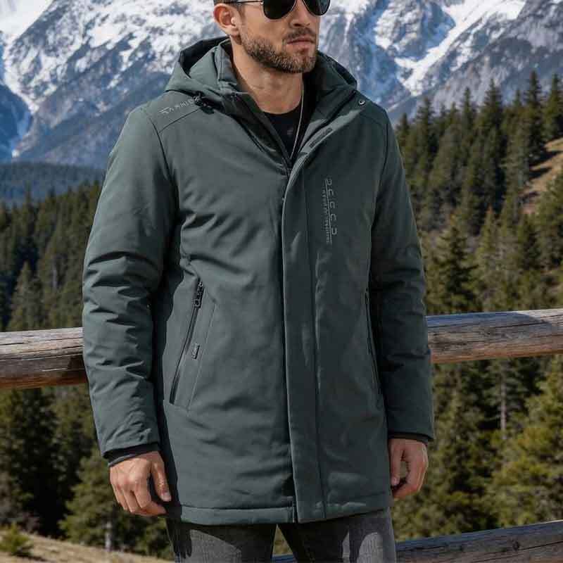 2026 Winter Cross-Border Amazon 3D Clothing New Men's Mid-Length Thickened Detachable Hood Solid Color Hoodie
