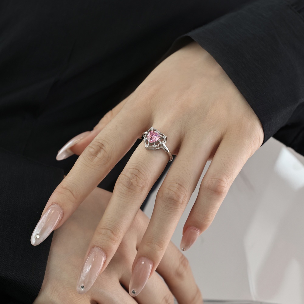 3g Weight Zircon Inlay Material Rings Classification 5, 9 Ring Size Banquet, Daily Occasion 925 Sterling Silver Material Heart Shape Pattern 2025 Spring and Summer Season Women's Gender Plating Design Elegant, Simple Style Style 925 Sterling Silver Zircon Heart Shape Rings 925 Sterling Silver Rings 18