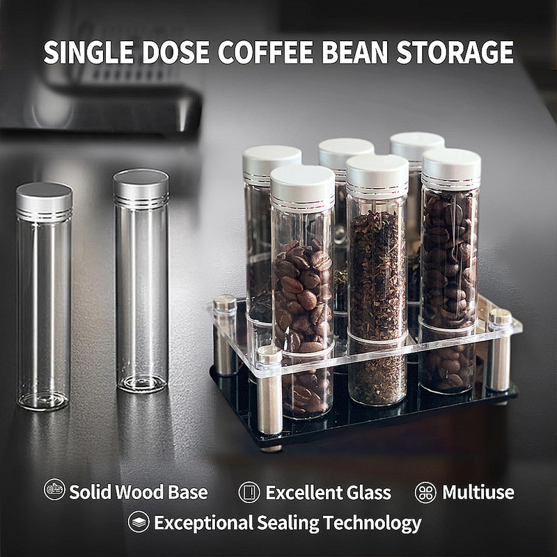 Coffee Bean Storage Tube Acrylic Base Coffee Bean Dispenser Sealed Glass Test Tube Storage Display Stand