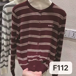 早秋新款时尚百搭圆领条纹针织开衫女宽松显瘦上衣薄款长袖小衫潮