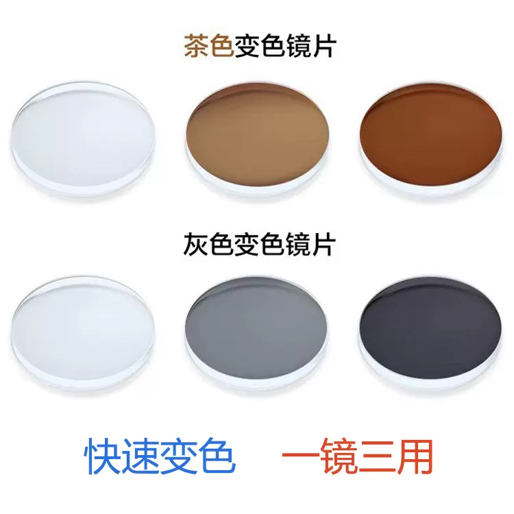 变色防蓝光眼镜片1.56 1.61 1.67变灰色茶色防紫外线配镜度数眼镜