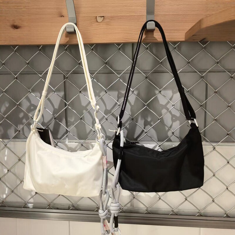 2026 New Adidas Women's Crossbody Bag with Fashionable Knot Design, Simple Casual Sports Bag in Black and White