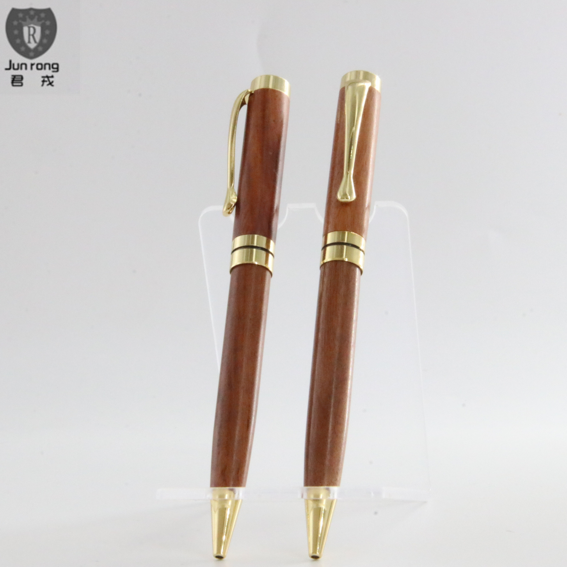 Junrong accesorios de metal pluma pera Flor de madera bolígrafo diseño de logotipo en stock fabricante papelería pluma de madera de bambú