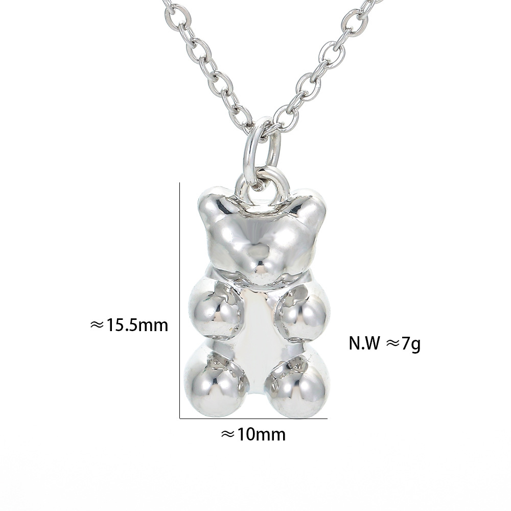 Unisex Gender Plating Design Fashion Style Fashion Retro Mini Bear Solid Color Copper Necklace Wholesale Nihaojewelry