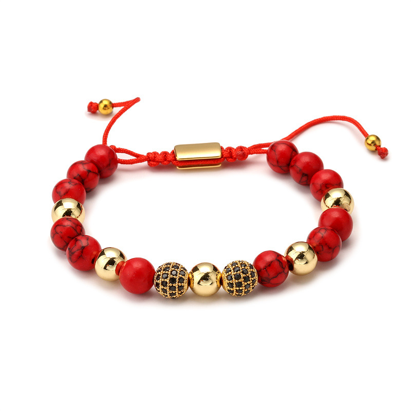 Amazon Venta caliente de piedra natural ágata pulsera tejida a mano de piedra natural pareja pulsera de cuentas