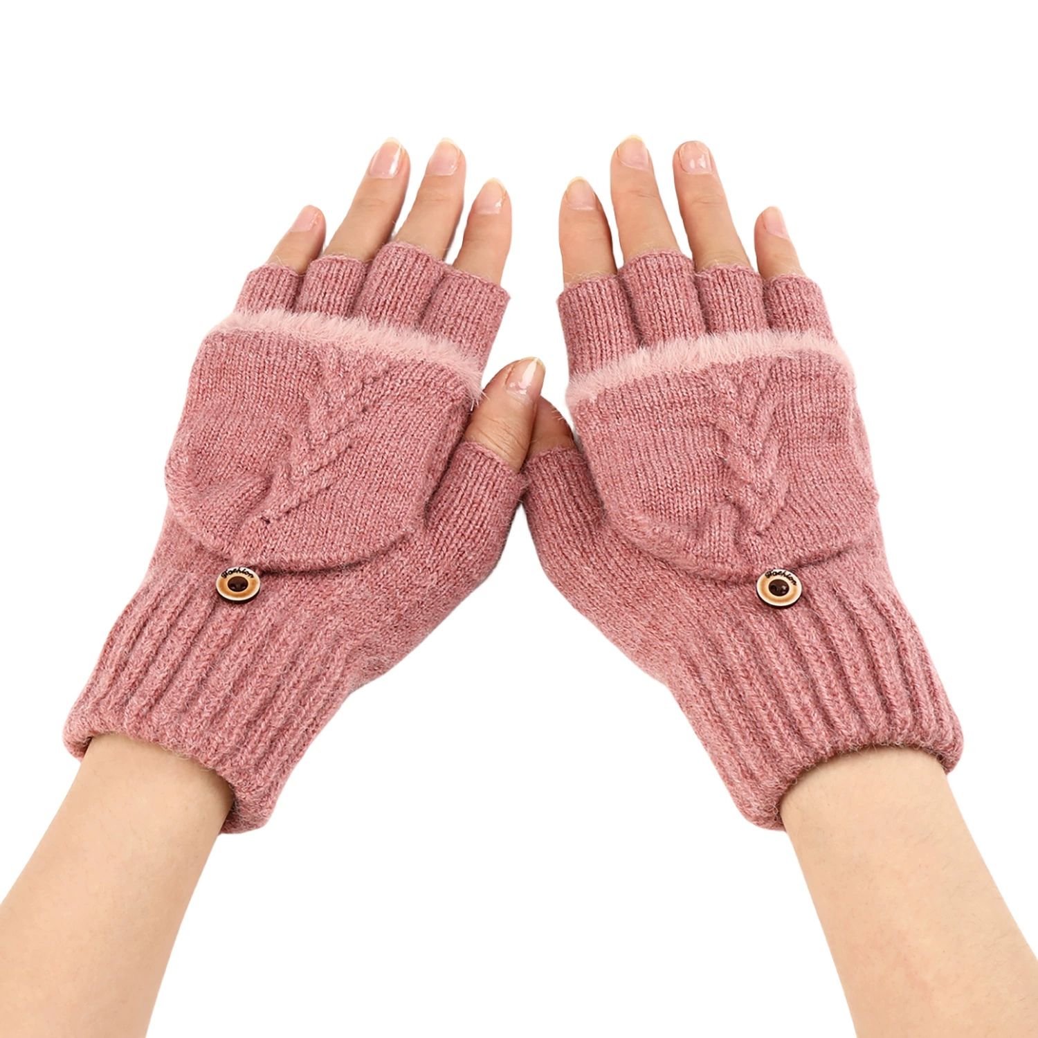 Demi-season short woolen gloves, keep warm fashionable set, knitted sleeves, fingerless