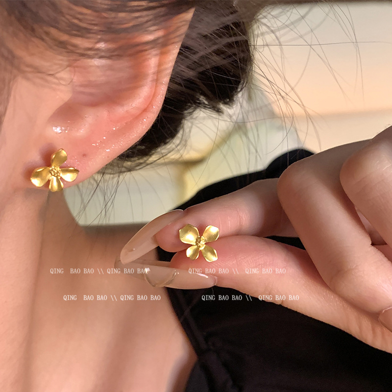 Golden small design matte universal earrings