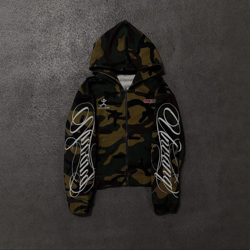 Ins American West Coast Hip-Hop Style Camouflage Classic Color Printing Street High Street Loose Fashion Sweatshirt Jacket