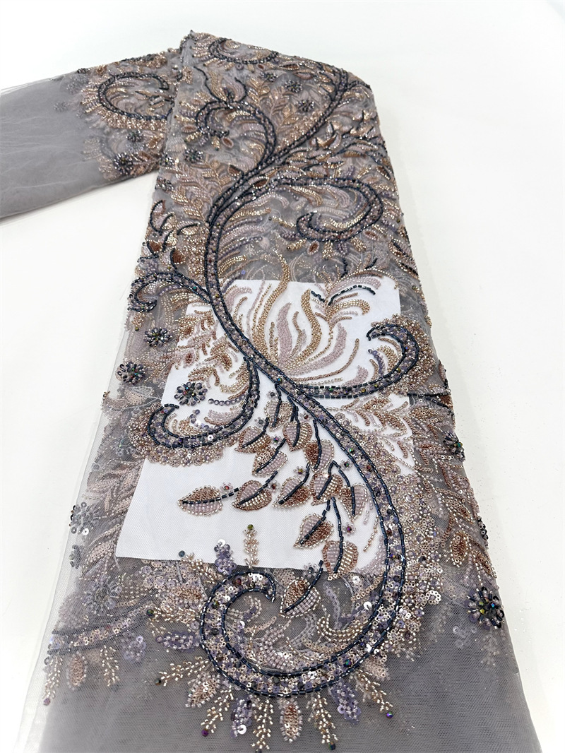 Tejido de bordado de encaje de tubo de sequilla comercio exterior transfronterizo spot vestido de boda vestido de noche vestido de mujer tela
